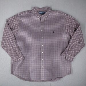 Ralph Lauren Classic Fit Purple Check Button Down Shirt Mens 2XB Big Tall Pony